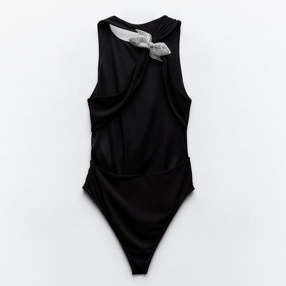 Zara jewel Bow bodysuit, sparkly raised bow back - Picture 10 of 14